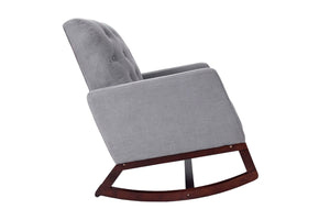 English Elm Rocker Diamond-Tufted Upholstered Rocking Chair with Plush Cushions, Exposed Legs, Elegant Accent Steel Gray 29 L x 28 W x 20 H B089P240471