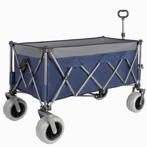 English Elm 52-inch Heavy Duty Folding Utility Wagon 560lb Capacity All Terrain Collapsible Cart Blue Gray W2932P417646