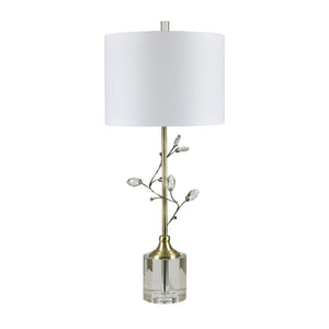 Crestview Collection 32.25" Elegant Crystal And Brass Table Lamp With White Shade - Nature-inspired Design & 3-way Socket   Cvazbs145
