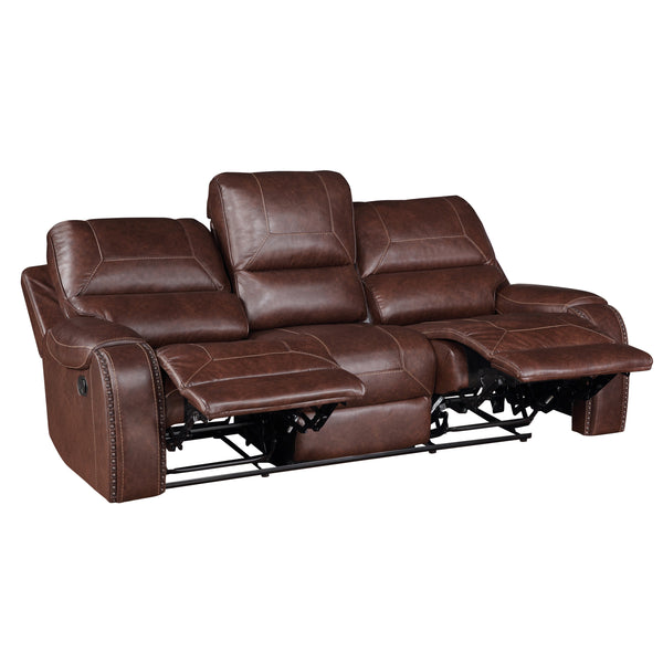 English Elm Steve Silver - Keily 3-Piece Manual Reclining Living Room Set in Dark Brown Faux Leather with USB Console and Swivel Recliner B081S00272