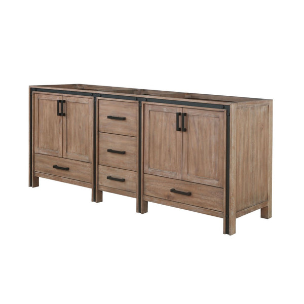 English Elm Rustic Barnwood Double Bath Vanity – 80" W, Farmhouse Charm With Ample Storage & Quick Setup! B2731P260744-GIGA