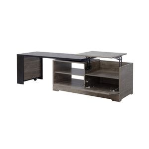 English Elm U-can Farmhouse Lift Top Coffee Table Barn Door Hidden Storage Living Room Brown+Black N724P351732E