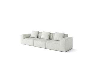 English Elm 118-Inch Modular Sofa Bed – Luxurious Cream Cloud Velvet, Flexible Configuration & Comfort For All! W3147S00003