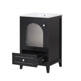 English Elm 20" Bathroom Vanity With Sink, Bathroom Cabinet With Soft Closing Glass Door, A Drawer, Black