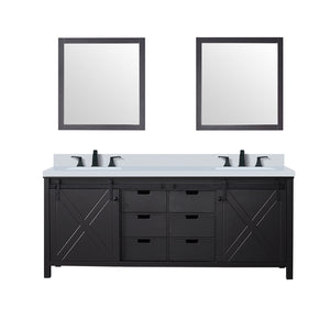 English Elm Brown Double Bath Vanity Set With Quartz Countertop, Matte Black Faucets, And Stylish Mirrors Included B2731S01076