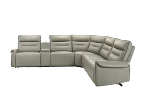English Elm Jayke Top Grain Leather Match Power Motion Sectional Sofa with 4D Speakers, Lights, Cooler & Chargers B2726S00536