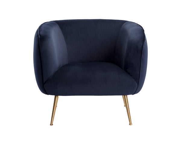 Sunpan Amara Lounge Chair – Bold Curved Frame with Gold Stainless Steel Legs for Modern Home Elegance Abbington Navy
