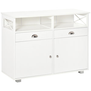 English Elm Homcom Versatile Buffet Cabinet With Large Tabletop, Organized Storage & Adjustable Shelving, White W2225P217407