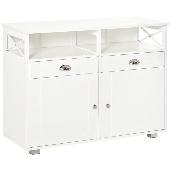 English Elm Homcom Versatile Buffet Cabinet With Large Tabletop, Organized Storage & Adjustable Shelving, White W2225P217407