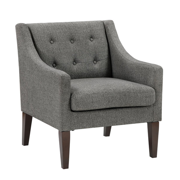 English Elm Contemporary Button-Tufted Accent Chair with Plush Fabric, Curved Arms and Solid Wood Legs for Living Dark Gray 26.5 L x 28.5 W x 22.5 H B011P281835