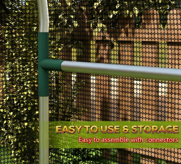 English Elm Plant Cage Galvanized Steel Garden Enclosure with Hdpe Mesh and Zippered Walk-in Door T3971P423118
