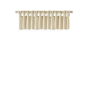 JLA Home Madison Park - Lightweight Faux Silk Valance with Beaded Trim, Lined Twist-Tab Top for Privacy and Elegant Draping Champagne MP41-4454