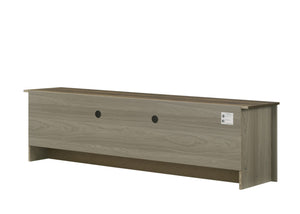 English Elm Tropea 58 Inch Open Shelf Media Console with Oak Finish and Cord Management B2749P413255