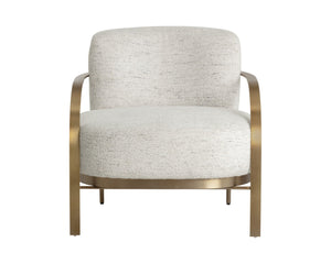 Sunpan DAPHNE Lounge Chair - Modern Curved Seat with Plush Cushions & Elegant Gold Stainless Steel Frame 112148