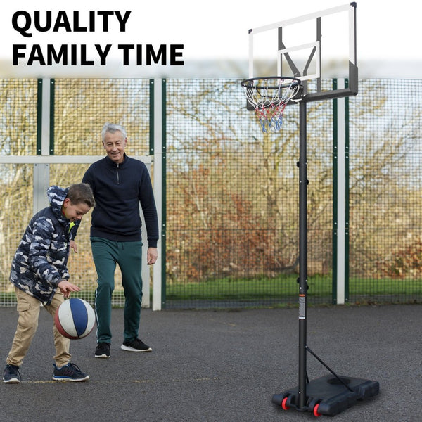 English Elm Use Adjustable Polycarbonate Basketball Hoop System with Steel Frame and Portable Base W1408P295941
