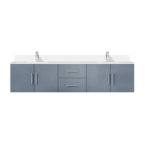 English Elm Dark Grey 80 in Double Bath Vanity with Cultured Marble Top, Soft-Close Storage & Chrome Faucet Set B2731P258725