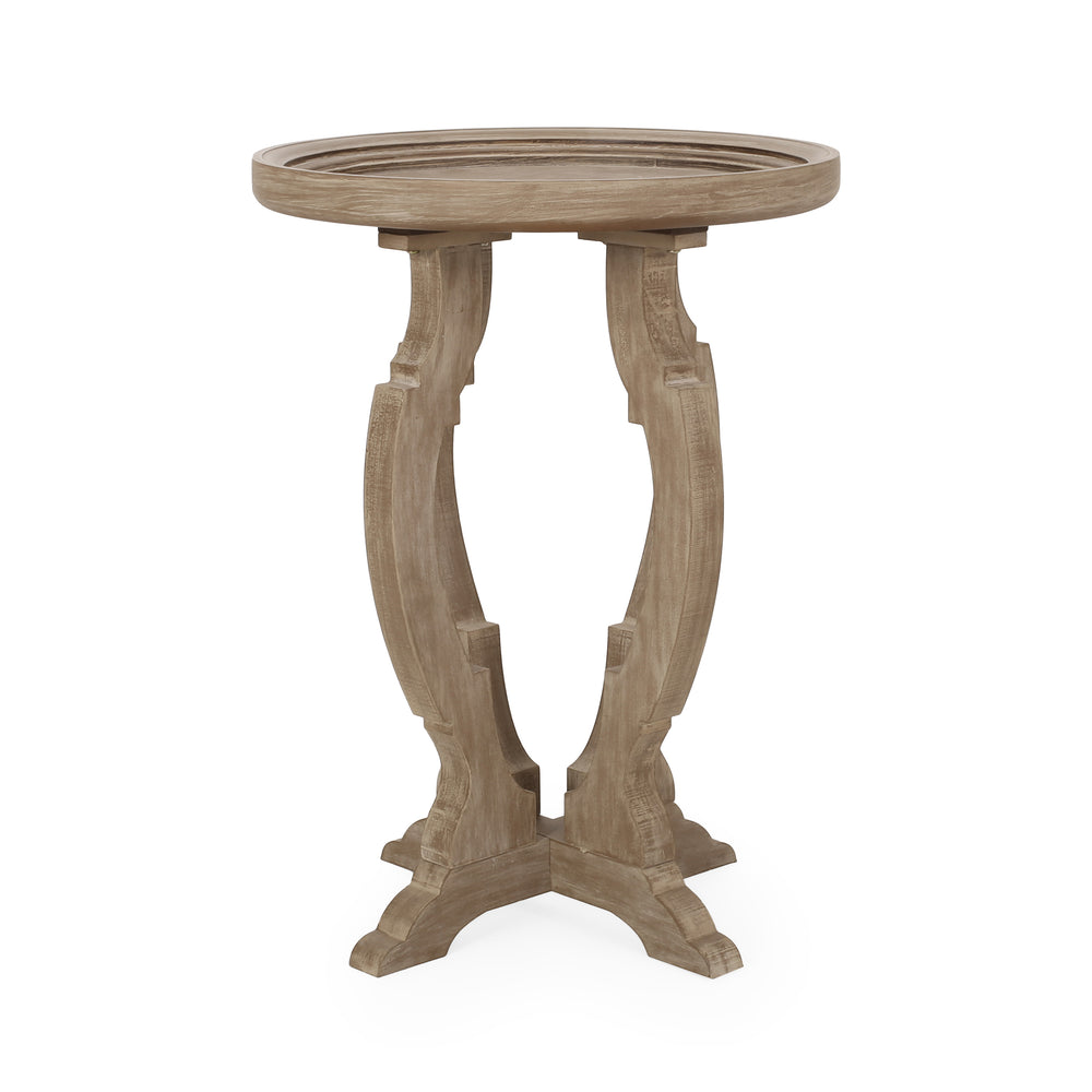 English Elm Christopher Knight Home® - End Table - French Country Charm With Hourglass Design, Distressed Wood Look For Any Living Space N771P239466K