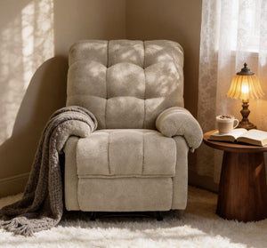 English Elm Camel Overstuffed Manual Recliner with High Density Padding for Modern Living Rooms Camel W5568P449829