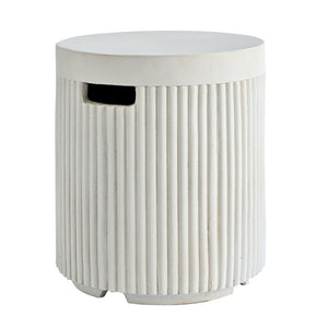 English Elm U_style Outdoor Mgo Propane Tank Cover Round Patio Side Table Fluted Stone Finish Beige N711P410569K