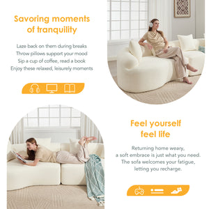 English Elm Curved Boneless Sofa modular 110" sectional with high-density foam & spring core, kid‑friendly curves, no assembly required for easy moving and cozy lounging White W2231S00005