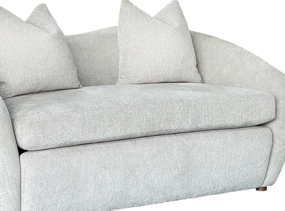 English Elm Loveseat Mendocino Beach White Fabric Upholstered with 2 Pillows, Sinuous Springs, Reversible Cushions B2699P394560