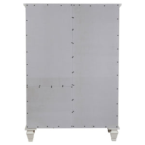 English Elm Vallauris Cream White 8-Drawer Chest with Cabinet & Felt-Lined Top Drawer, Coastal Hardwood Storage Elegance B062P340642