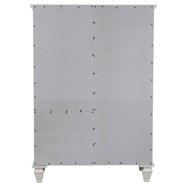 English Elm Vallauris Cream White 8-Drawer Chest with Cabinet & Felt-Lined Top Drawer, Coastal Hardwood Storage Elegance B062P340642