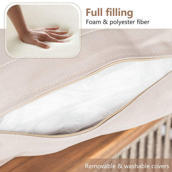 English Elm Christopher Knight Home® - Outdoor 4-Piece Acacia Wood Sectional Sofa Set With Durable Rope Accents And Water-Repellent Cushions N757S438679B