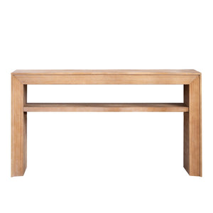 English Elm Rustic Farmhouse Console Table with Open Shelf Natural Wood Grain Entryway Accent W2729P270743