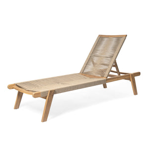 English Elm Christopher Knight Home® - Catania Teak+Beige Outdoor Rope Chaise Lounge Set of 2 – Acacia Wood Frames, 4-Position Adjustable, Weather-Resistant Comfort N775P203284G