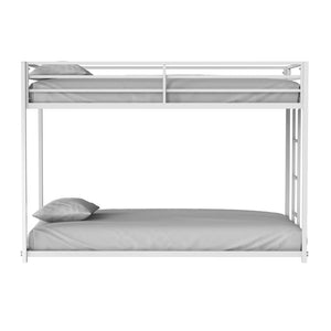 English Elm Twin Metal Low Bunk Bed Durable Full Frame Industrial Style Attached Ladder Space-Saving Design Matte White 83 L x 15 W x 6 H B2741P391249