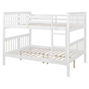 English Elm Full Over Bunk Bed Solid Pine Frame White Finish Converts to Two Beds LT000203AAK-1