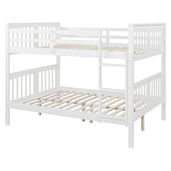English Elm Full Over Bunk Bed Solid Pine Frame White Finish Converts to Two Beds LT000203AAK-1