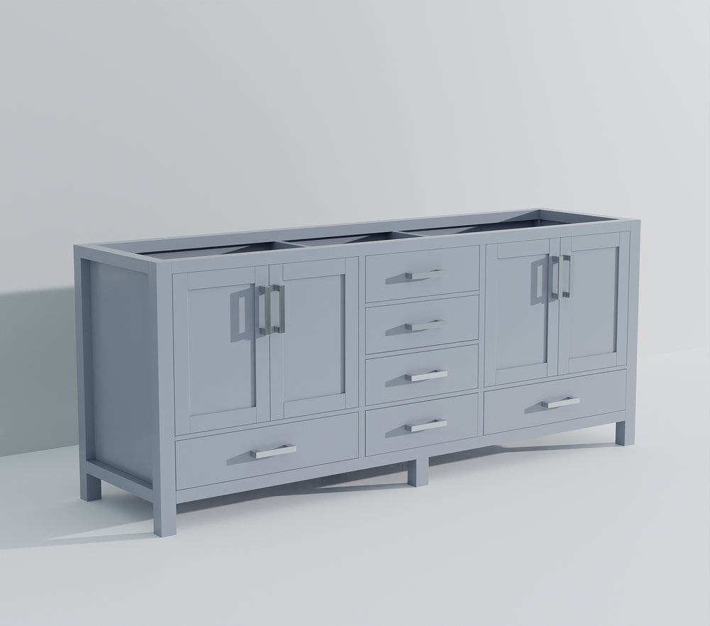 English Elm Dark Grey Double Bath Vanity – Spacious 84" Design With Soft-Close Drawers & Durable Storage Solutions B2731P258970