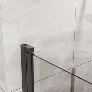 English Elm Goodyo 34"X 72" Bifold Frameless Shower Door – Space-Saving Tempered Glass Pivot Panel In Black Finish D163102095