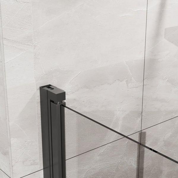 English Elm Goodyo 34"X 72" Bifold Frameless Shower Door – Space-Saving Tempered Glass Pivot Panel In Black Finish D163102095