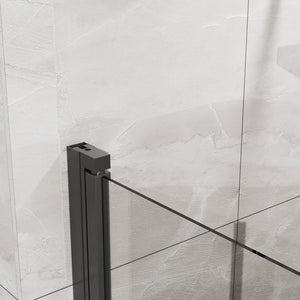 English Elm Goodyo Bifold Frameless Tempered Glass Shower Door Pivot Swing Panel Adjustable Width Black D163147914