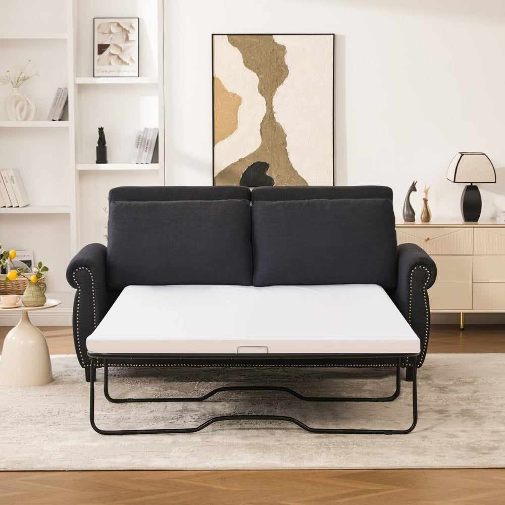 English Elm Sleeper Sofa Bed - Modern 2-Seater Convertible Couch With Memory Foam For Small Spaces, Dark Gray W3696S00005-GIGA