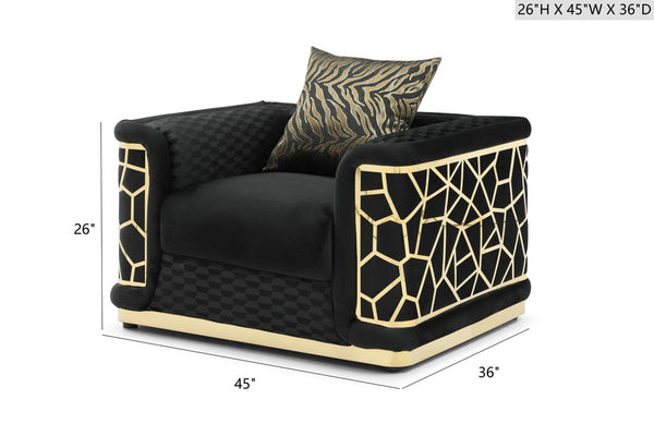 English Elm Talia Art Deco Accent Chair Hardwood Frame Structured Back Geometric Living Room Black B078P301561