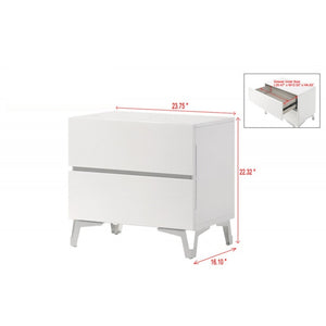 English Elm Modern High Gloss Lacquer Nightstand with Acrylic Legs Two Drawer Bedside Storage B011P496276