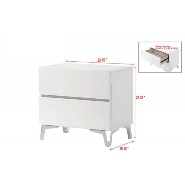 English Elm Modern High Gloss Lacquer Nightstand with Acrylic Legs Two Drawer Bedside Storage B011P496276