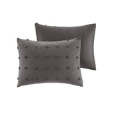 Urban Habitat Brooklyn Shabby Chic Cotton Jacquard Comforter Set with Euro Shams and Throw Pillows UH10-2257 Charcoal