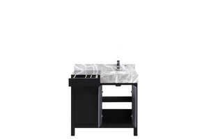 English Elm Black Contemporary Bath Vanity 36" W X 22" D With Castle Grey Marble Top & Chrome Faucet Included B2731P261084