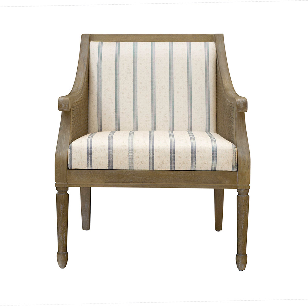 JLA Home Martha Stewart - Accent Armchair with Woven Cane Track Arms, Turned Legs & Plush Upholstery for Farmhouse Charm Beige MT100-0018
