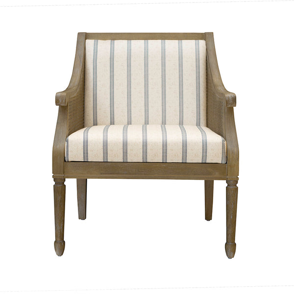 JLA Home Martha Stewart - Accent Armchair with Woven Cane Track Arms, Turned Legs & Plush Upholstery for Farmhouse Charm Beige MT100-0018