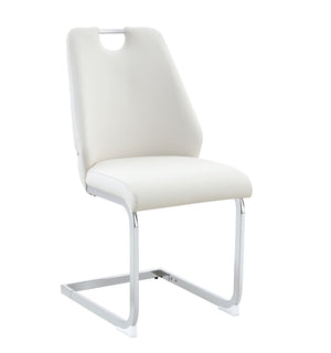 English Elm Dining Chairs Set Of 4 - Modern High-Back White Faux Leather With Gold Mesh And Chrome Accents W3493P356224