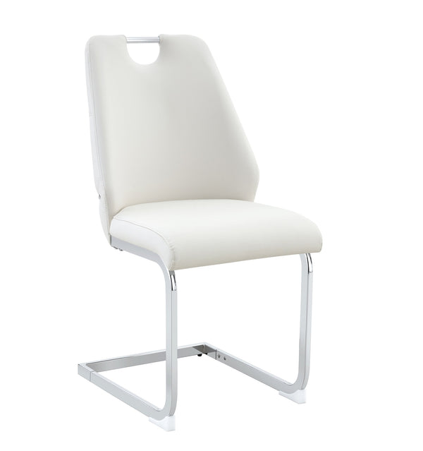 English Elm Dining Chairs Set Of 4 - Modern High-Back White Faux Leather With Gold Mesh And Chrome Accents W3493P356224