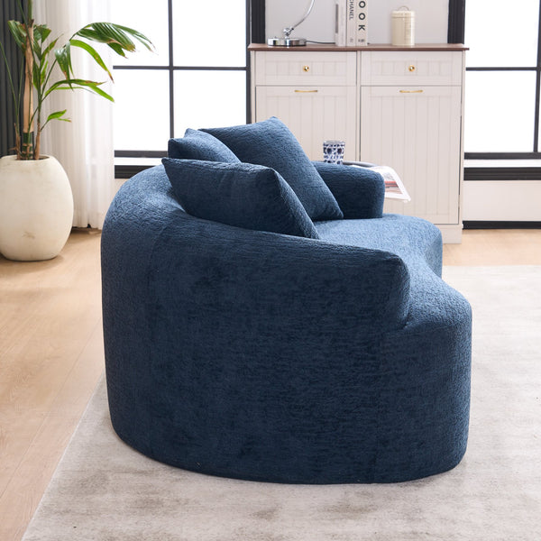 English Elm LY-025S Curved Loveseat Compact 65" Space-Saving Chenille Upholstery, 30D Foam+Spring Comfort Blue W2231P261298