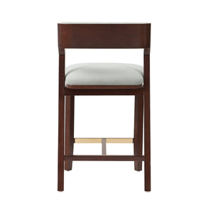 English Elm Patricia Velvet Upholstered Counter Stool with Beech Frame, Gold Footrest Plate, Commercial Grade Comfort White B365P398028