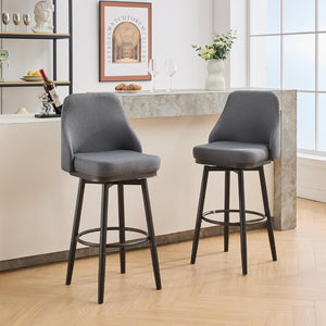 English Elm Swivel Swivel Bar & Counter Stools Set Of 2 - Adjustable 24" To 30", Dark Grey Fabric, Modern Comfort W1805P166962-GIGA